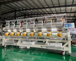 For New Computerized 6 Head Flat Embroidery Machine 12/15 Needles High Speed for T-Shirts Caps Garments - Product Image 2