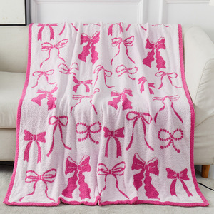 Couverture de <span class=keywords><strong>lit</strong></span> en microfibre avec nœud en peluche literie à la mode mignonne couverture pour chambre à coucher canapé décor - Product Image 1