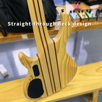 Guitare Basse Électrique GALYDA Neck-Through-Body 4, 5 ou 6 Cordes avec Micros Actifs, Corps en Frêne et Table en Bois de Zèbre, Basse Personnalisée en Gros