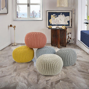 Puf de tela tejido a mano extensible para interiores y exteriores, cómodo otomano de suelo para habitación infantil y asiento decorativo para almacén - Product Image 3