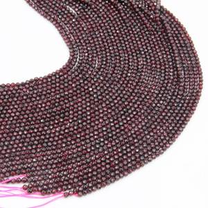 Perles Rondes Facettées en Grenat Rouge Naturel 2mm 3mm 4mm, Perles de Pierres Précieuses en Vrac pour la Fabrication de Bijoux en Gros - Product Image 2
