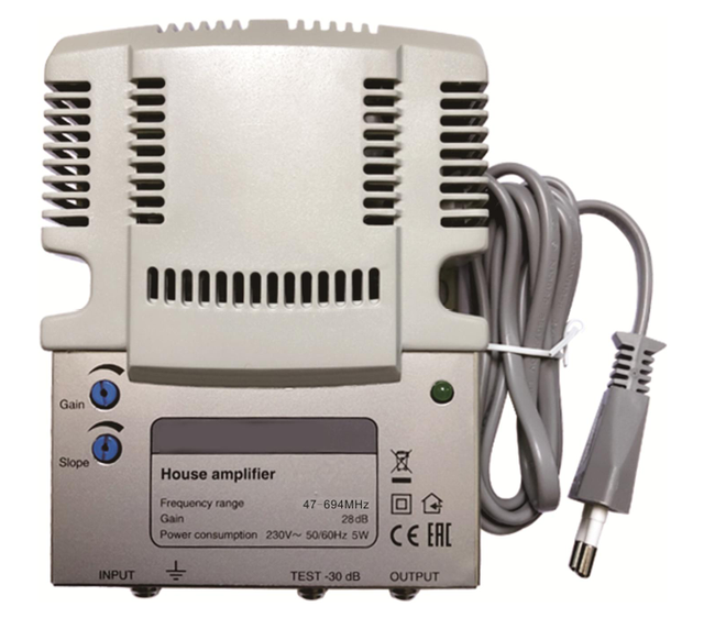 Home CATV Digital TV Antenna Amplifier 1-WAY 20dB Gain-Easy Install TV Signal Enhancer