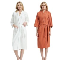 Peignoir en coton en gros, été, fin, absorbant, séchage rapide, pour hommes, femmes, adultes, chemise de nuit, salon de beauté