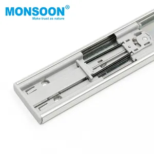 High Quality wholesale triple extension hydraulic drawer runner 45mm ball bearing soft close push to open drawer slides