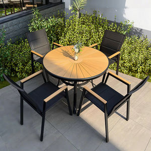 Meubles de patio en bois composite de qualité supérieure ensemble de salle à manger <span class=keywords><strong>table</strong></span> ronde et chaise d'extérieur à cadre en métal pour 6 <span class=keywords><strong>personnes</strong></span> - Product Image 4