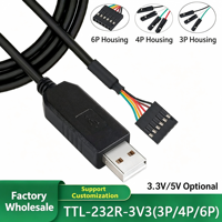 Câble convertisseur USB vers série TTL-232R-3V3 UART, signaux UART de niveau TTL sélectionnables 3,3 V/5 V, câble série 3/4/6 broches, chipset FT232