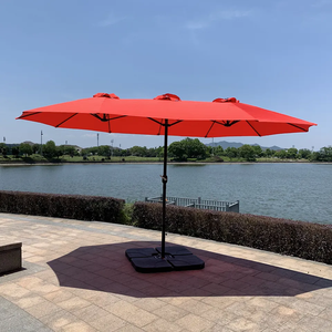 Sombrilla de playa de doble manivela de 4.6M, impermeable, para jardín, patio, mercado, con cabezal grande, para hoteles, 15 sombrillas dobles con manivela 15 - Product Image 1