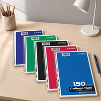 Cahier à spirale personnalisé, coloré, 3 sujets, ligné, 150 feuilles, pour étudiants, salle de classe, bureau, prise de notes