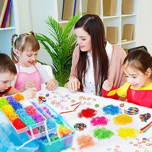 Lot de mini-élastiques colorés DIY pour tressage, motif arc-en-ciel, en boîte, vente en gros - Product Image 6
