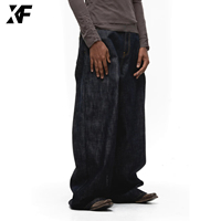 XUFEI Jeans en denim brut japonais à ourlet brut, coupe ample et large, design vintage OEM personnalisé, pour homme