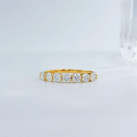 Bague Éternité Ronde en Diamant de Laboratoire Scintillant, Plaqué Or Jaune 18K, pour Femme, Bijou Fin pour Fiançailles et Mariage