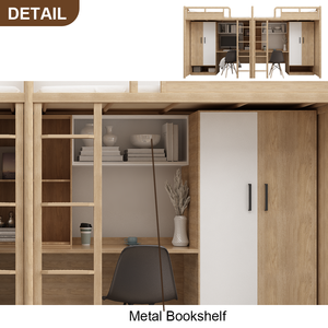 2025 Mới Hiện Đại <span class=keywords><strong>Twin</strong></span> & Kích Thước Đầy Đủ Kim Loại Đầy Đủ Giường Tầng Khung Với Bàn Thang Tủ Lưu Trữ Cho Trường Học Nhà Thanh Niên Khách Sạn Phòng Ngủ - Product Image 5