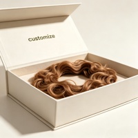 Boîte à extensions de cheveux personnalisée de luxe avec logo, en carton rigide blanc crème, boîte cadeau magnétique pour perruques et accessoires capillaires