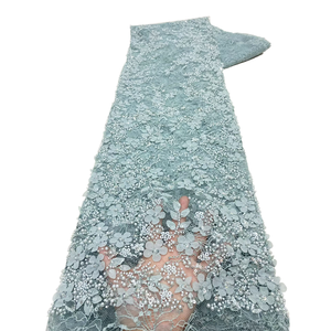 NI.AI New Style Elegant 3D Flower Net <strong>Lace</strong> Sequin <strong>Fabric</strong> Short Beaded <strong>Lace</strong> <strong>Fabric</strong> Sequin Beaded <strong>Fabric</strong> With Pearls - Product Image 1