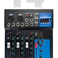 Console de mixage audio professionnelle AOFO F4 4 canaux en métal, son surround, égaliseur 3 bandes, Bluetooth, carte son USB, enregistreur intégré, 48V