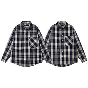 <span class=keywords><strong>Chemise</strong></span> à <span class=keywords><strong>carreaux</strong></span> vintage décontractée à manches longues avec poche unique en flanelle respirante et résistante à l'usure pour homme – Collection Automne - Product Image 1