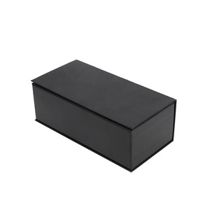 Leather Eyeglasses <b>Case</b> Black Rectangle Flip Top Storage Box With Cleaning Cloth <b>For</b> Sunglasses And <b>Glasses</b> Protection - Product Image 2