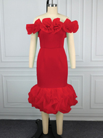 ADR051168 Robe moulante élégante sans bretelles à fleurs, vert menthe, robes de soirée longueur genou