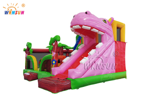 Hippo trẻ em Inflatable bữa tiệc sinh nhật động vật dễ thương với trượt ngoài trời chơi thư bị trả lại nhà bán nhà thương mại cho thuê 2025 - Product Image 3