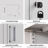 Armoire de bureau moderne minimaliste en acier avec porte en verre transparent, tiroirs verrouillables, casier de rangement pour documents de petite taille