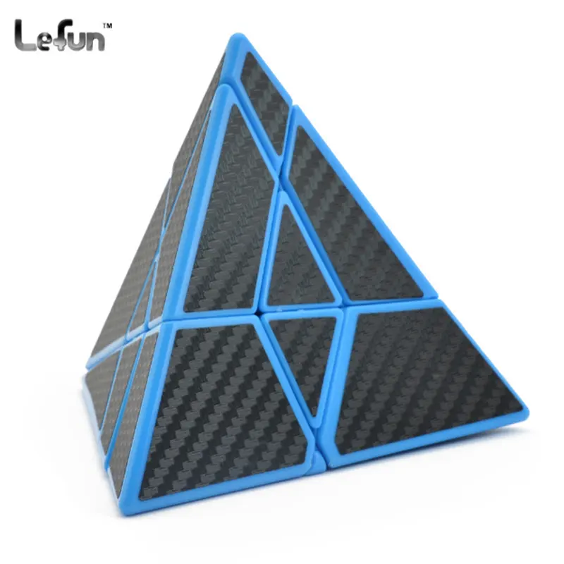 Groothandel Plastic Piramide Van De Duivel Cubo Carbon Fibre Magic Cube Driehoek Speed Cube Puzzel Kubus Autisme Speelgoed Voor Kinderen