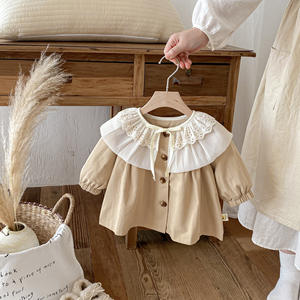 Nouveau <span class=keywords><strong>Manteau</strong></span> Printemps 2026 pour Filles, en Coton Brodé, Manches Longues, Col à Volants, Style Coréen, Élégant, Mignon et Polyvalent - Product Image 1