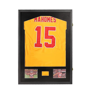 32x24 "Jersey Frame Display Case Caja de Sombra Negra montada en la pared de madera para béisbol Baloncesto Fútbol Hockey Sport Shirt - Product Image 1