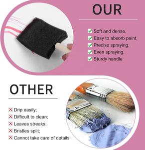 Ensemble de pinceaux en éponge noire avec manche en bois, légers et durables, tailles de 1 à 4 pouces pour la <span class=keywords><strong>peinture</strong></span>, la teinture, les vernis, le bricolage - Product Image 3