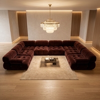 Canapé sectionnel en U moderne pour salon, rembourré et surdimensionné, avec cadre en bois massif, style luxe léger
