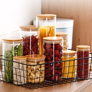 Pot de stockage en verre borosilicate étanche, contenant professionnel, décoration de cuisine, noix, couvercle en bois de bambou - Product Image 6