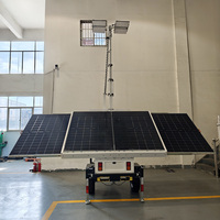 Tour d'éclairage mobile sur remorque, alimentée par l'énergie solaire, pour chantiers de construction, étanche IP65, avec éclairage LED solaire