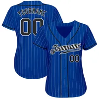 Jersey Baseball Tim Kustom USA V-Neck 4XL Sublimasi Pinstripe Biru Royal dengan Logo Kustom Musim Panas Bernapas Cepat Kering