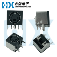 Connecteur DIN coudé HX Factory Direct, série MDC 4 broches, base femelle Mini DIN, boîtier en fer, prise pour clavier