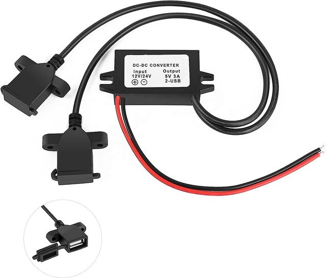 Customized Dual Usb 12V 24V 8-35V Input to 5V 3A 15W Dc Dc Step Down Converter for Gps Navigation Monitoring Smart Phones