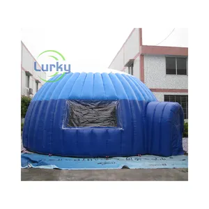 Tenda bulat biru lipat besar tiup, tenda Kemah luar cocok untuk iklan tiup kanvas