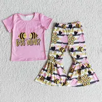 Von 3 Monaten bis 16 Jahre alt Frühling Sommer Kinder Kleidung Anzüge setzt Kleinkind Mädchen Biene drucken rosa Hemd Outfits