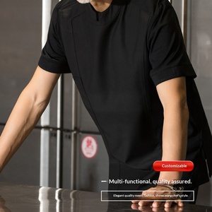 Vestes <span class=keywords><strong>de</strong></span> <span class=keywords><strong>chef</strong></span> en maille tricotée respirante et fraîche pour l'été, 100% polyester, avec logo brodé, manches courtes, pour chefs exécutifs d'hôtel - Product Image 5