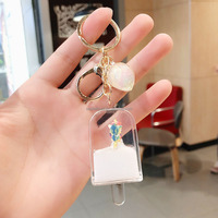 Porte-clés liquide en acrylique personnalisé, motif dessin animé, bouteille flottante carrée en cristal