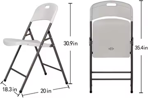 Silla Plegable de Plástico Blanca Portátil al por Mayor para Bodas, Fiestas, Eventos, Sillas de Comedor, Silla Plegable de Plástico para Comedor - Product Image 2