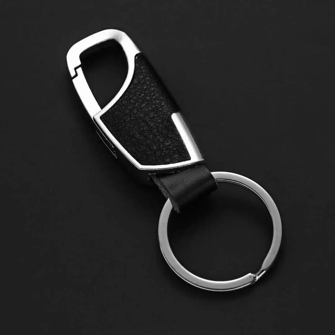Luxury Leather Men Keychain Black Clasp Creative DIY Keyring Holder Car Key Chain For Men Jewelry Gift
