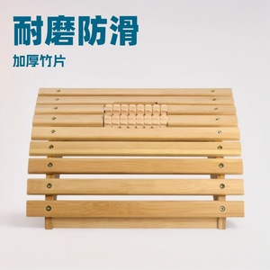 <b>Bamboo</b> Footrest <b>Stool</b> With Rollers For Acupressure Massage Trapezoid Shape Office Home Use - Product Image 5