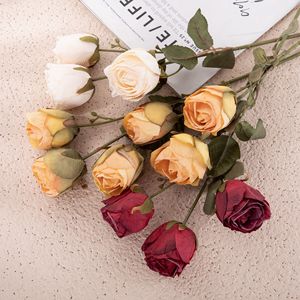 Bouquet de roses artificielles CallaFloral jaunes et oranges, réalistes, pour mariage et décoration intérieure, lot de 3 pièces - Product Image 2