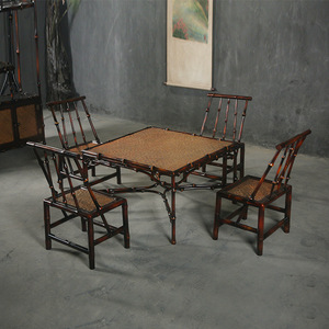 Chinese Style <b>Bamboo</b> Tea Table Set 4 Seater Solid Wood Garden Furniture Outdoor Indoor Use - Product Image 4