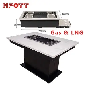 Wholesale Easily Cleaned Optional Indoor Propane LPG Natural Gas Korean BBQ Grill Table For Restaurant
