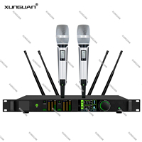 Microphone sans fil professionnel UHF à double canal TFT-200PLUS avec anti-feedback et véritable diversité, micro portable en métal pour EQ/ECHO/scan automatique