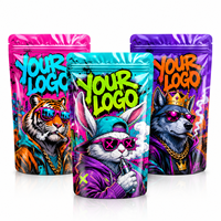 Sac refermable anti-odeur en Mylar 3,5g avec finition brillante, motif animalier cool, logo personnalisé, pour marque (Za Pack)