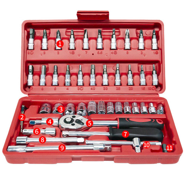 46 piezas conjunto [galvanizado] caja roja