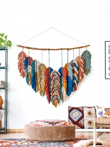 Set de regalo empresarial: Decoración de pared de macramé de algodón rectangular bohemio hecha a mano, regalo artístico para cuarto de bebé y dormitorio. - Product Image 2