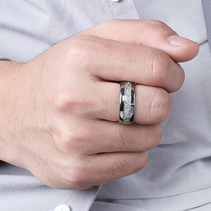 4毫米6毫米8毫米钨钢镶嵌冰丝戒指结婚订婚男女戒指 - Product Image 3