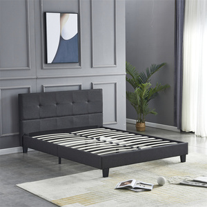 Marco de cama de precio barato Tamaños personalizados Marco de cama individual doble tamaño Queen Marco de cama de plataforma tapizado con estilo - Product Image 3